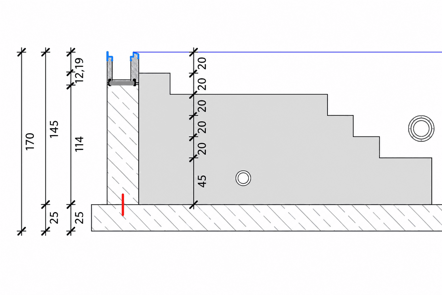 Technische Zeichnung der Panzerstufe 
